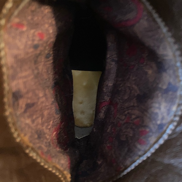 ZODIAC Boots Vintage Moto Brown Leather Silver Gold Floral Feather Size 7.5 - Picture 11 of 11